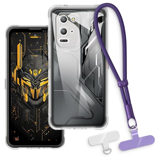 OAGELIM 2-in-1�ی�P�[�X�ƃ��X�g�X�g���b�v Blackview Fort 5 �Ƃ̌݊������� ���O���\�ȃ��j���[�h�t���d�b�J�o�[�A����~�ߕ����h�~�O���b�v�n���h�� (�N���A + �p�[�v��)