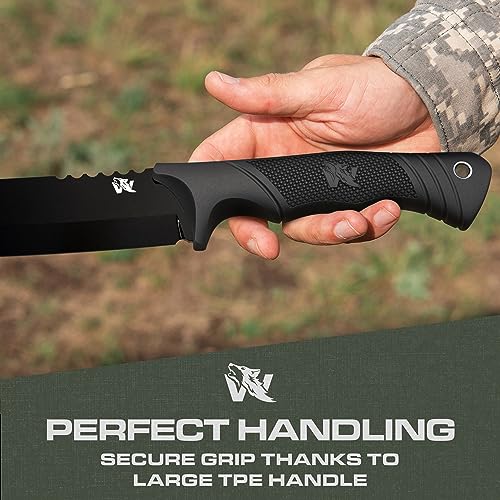 Image of ODENWOLF W Machete - Survival Machete Full Tang with Sheath - Strong D2 Steel Knife Machete for Cutting Trees, for Yard Work, and for Bushcrafting and Big Tactical Knife with TPE-Handle