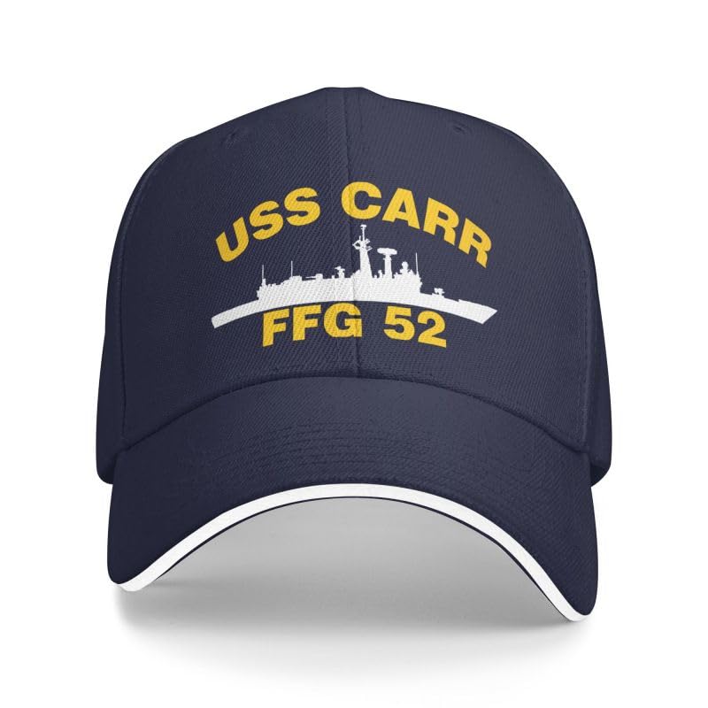 USS CARR FFG 52 Unisex Cap Sandwich Baseball Cap Classic Trucker Cap Adjustable Casquette Dad Hat Navy Blue