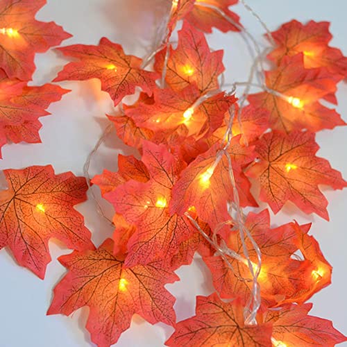 Guirnalda de otoño iluminada Decoración de Acción de Gracias, Guirnalda con pilas Hojas de arce con luces, Cadena de luces de otoño de boda Decoración para el hogar Decoraciones para interiores y ext