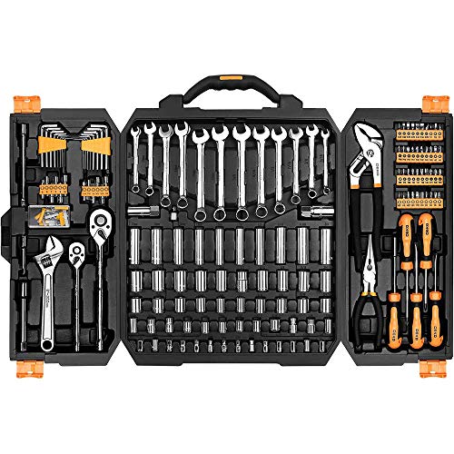 DEKOPRO 192 Piece Mechanics Tool Set Socket Wrench Set, Plastic Storage Case with Auto Repair Hand Tool Kit Wrench Tool Box Set