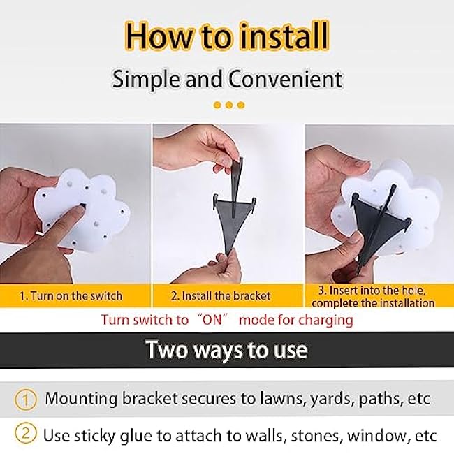 4 Pack Solar Paw Print Light Garden Lights Yard Lights Led White