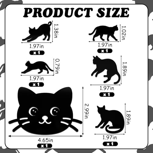 CORNER LACE 6Pcs Black Cat Acrylic Cake Toppers, Pet Cat Themed Party Decorations, Cute Kitten Cake Picks Meow Animal Theme Birthday Baby Bridal Shower Wedding Party Supplies by CORNER LACE - Used condition - Image 6