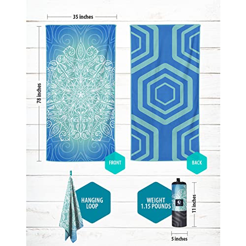 Venture 4Th Microfiber Beach Towel: Quick-Dry, Compact, Sand-Free, Absorbent, Sandproof And Lightweight - Perfect For Camping, Beach, And Roadtrips (Blue Mandala Design | 35X78 Inches) #TOP5
