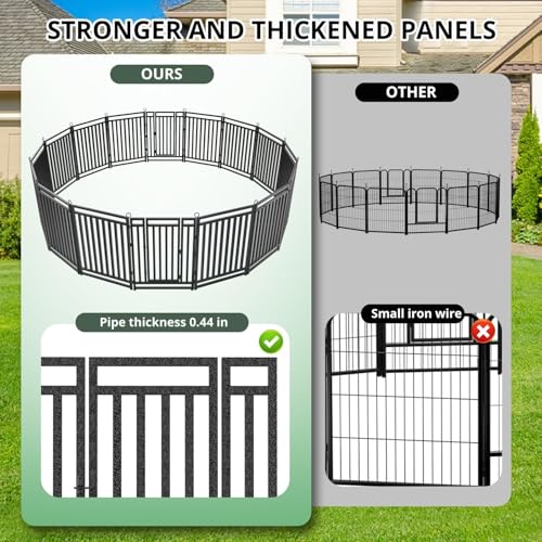 Image of Dog Fence Outdoor Indoor, 47 Inches Height 08 Panels(1gate & 7panels) Dog Playpen for Large /Medium /Small Dogs Metal Dog Pen for Yard Camping and RV [Black-Silver]