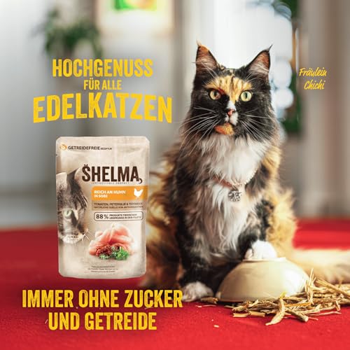 Shelma Katzen-Nassfutter Fleisch Megapack mit den Sorten Rind, Truthahn, Huhn und Ente… – Ansicht 7