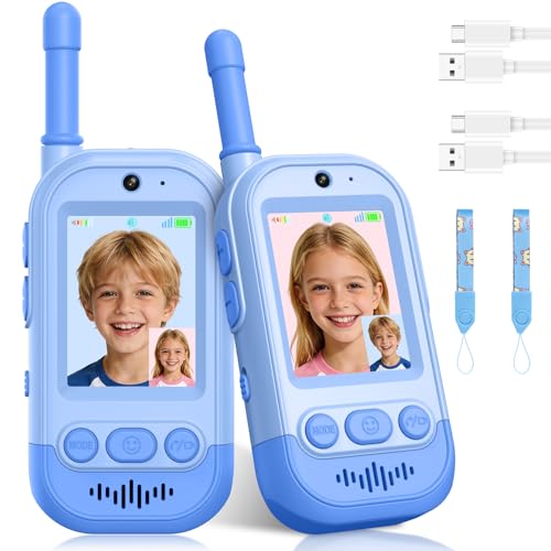 CloudValley - Talkies-walkies Vidéo Pour Enfants - Lot De 2 - Double Caméra 480P HD - Portée 183 M - Rechargeable USB-C - Dès 3 Ans