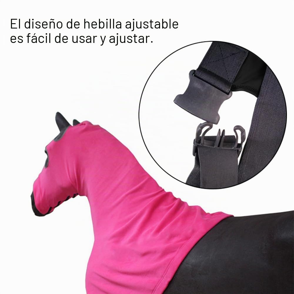 Capucha elástica con forro polar y cuello de caballo, cubierta protectora de melena con cremallera (grande, negro)