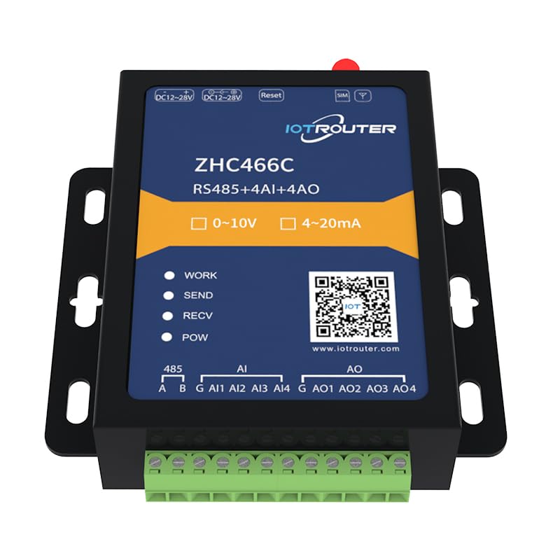 ZHC466C Serial RS485 auf Cellular 4G LTE Industrial Analog Wireless Transmission Gateway Unterstützt MQTT JSON Modbus RTU zu TCP mit 8 Ports 4-20mA Analog Interface