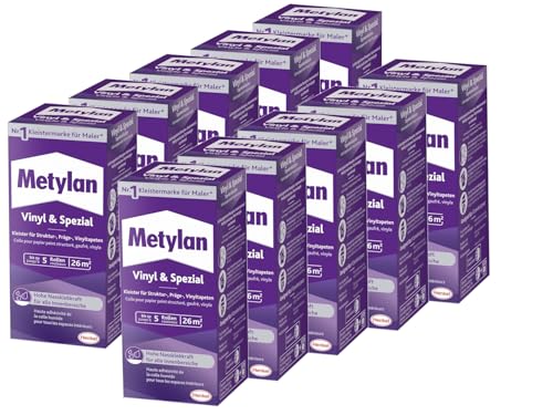 Metylan Vinyl & Spezial Pulver, Faltschachtel, 10x 360g | Großpack Vinyl & Spezial Pulver – für langlebige und strapazierfähige Tapezierarbeiten