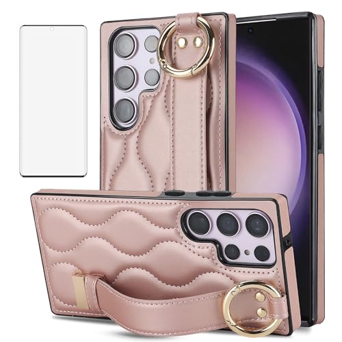 Coque Samsung S23 Ultra avec protecteur écran et anneau de support en silicone