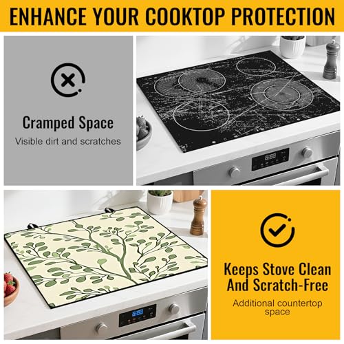 Image of Stove Top Cover for Electric Stove,Glass Stove Top Cover, Heat Resistant Glass Cooktop Cover, Stovetop Protector, Kitchen Decor, Dish Drying Mats Cover for Ceramic Washer Top 28.5x20.5 inch