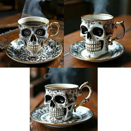 Royal Skull Coffee Mug with Gold Trim - Image 6