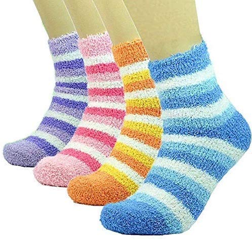3 Pairs Soft & Cozy Ladies Winter Warm Feather Slipper Bed Socks - Any 3 Coloured Socks