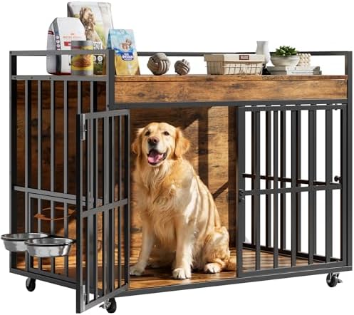 43 Inch Dog Crate Furniture — top-down angle highlighting key features