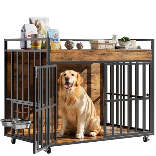 Rustic 43-Inch Heavy Duty Dog Crate with Doors