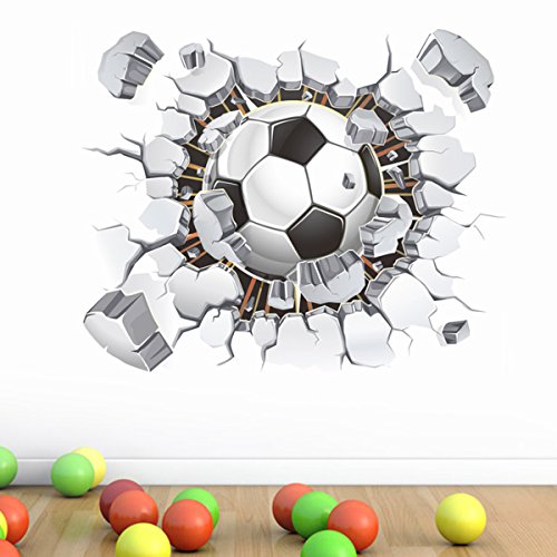 Vinilo Decorativo Pelota de Fútbol 3D Rompido para Pared miniatura 5