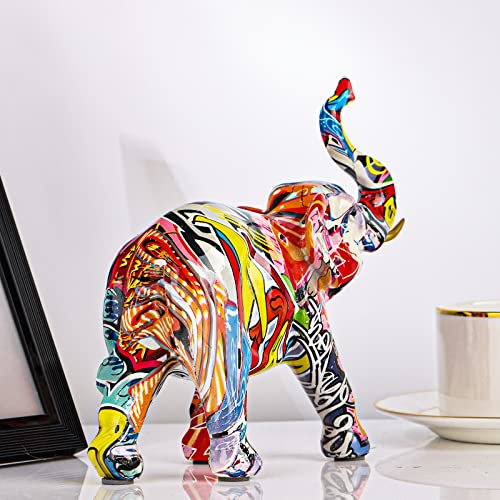 Xmgzq Elephant Decor Creativity Graffiti Elephant Figurines, Large Resin Colorful Elephant Statues Home Decor Art Elephant Statue, Suitable For Filling Space Decor In The Living Room, Bedroom, Office #TOP5