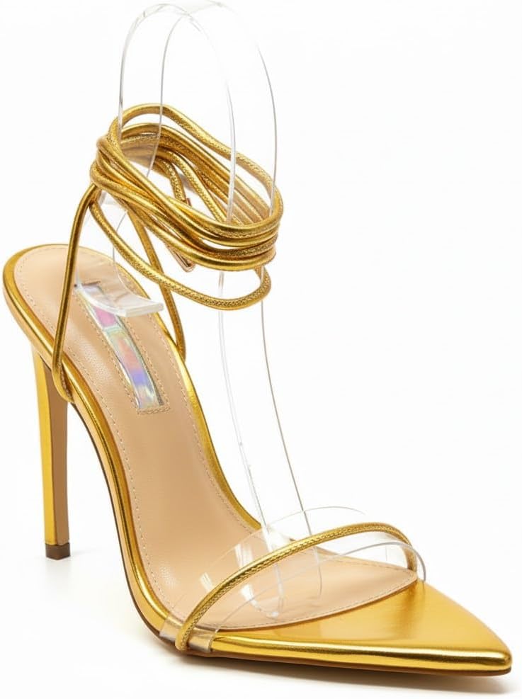 Liliana Women's Lace Up Strappy High Heel Sandals LAURENT-54 Pink 5.5