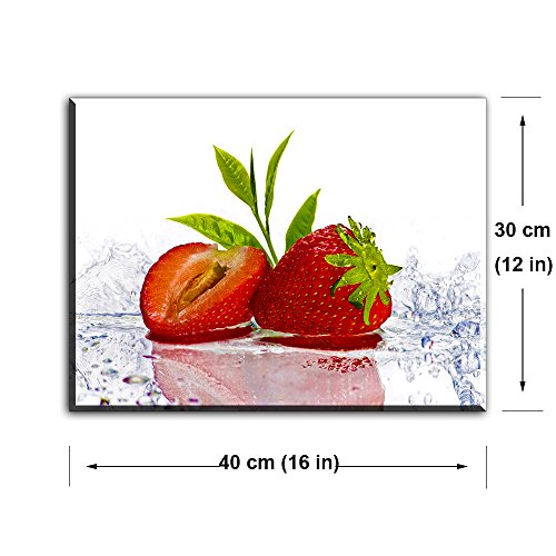 Kitchen Pictures Wall Decor, 4 Piece Set Colorful Fruits And Ices Canvas Wall Art, Cool Summer Canvas Prints For Dining Room (Water Proof Artwork, Bracket Mounted Ready Hanging, 1" Thick) #TOP1