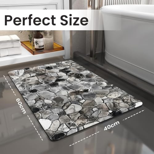 Image of MAXOSHINE PVC Bathroom Mats Anti Slip | Water Absorbent Bath Floor Mat | Quick Dry Anti Skid Bathroom Mats for Home | Door Mat for Wet Area 40x60 CM (Crushed Stone)
