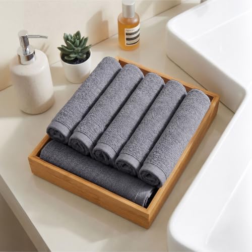 Image of MYTRIDENT Face Towel | Urban Comfort | Quick Drying | Travel Friendly | for Men /Women | 6 Pc Face Towel (30 cm x 30 cm) | 100% Cotton 450 GSM - Charcoal