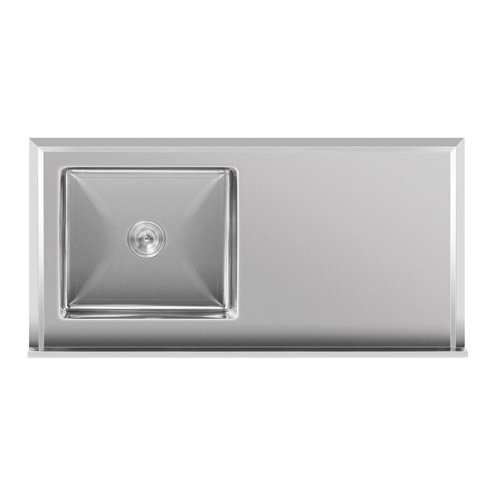 Royal Catering Évier Professionnel En Inox 1 Bac Plonge Sur Pied Professionnelle De Restaurant RCSSS-120X60-S (120 x 60 cm, Bac 49 x 42 x 24,5 cm, Avec Étagère, Dosseret 10 cm, Acier Inoxydable)