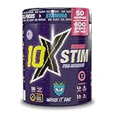 10X Athletic Stim Pre Workout Beta Alanine High Caffeine Creatine Sugar Free Vegan Low Calorie Various Flavours 600g 25/50 Servings (Blue Raspberry)