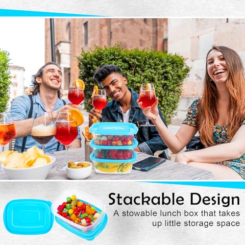 Limbeuuu 18 Pcs 33 Oz Plastic Food Storage Containers with Lids Portion Box Sets with Cover Stackable Plastic Containers with Lids Microwave Freezer Dishwasher Safe(Blue) by Limbeuuu - Used condition - Image 5