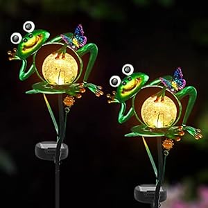 Frog Garden Solar Lights Outdoor Decorative, 2 Pack Metal Frog Garden Decor for Outside Waterproof Solar Stake Lights for Lawn Ornaments Patio Yard Decorations, Gardening Gifts for Mom Women Frog Garden Solar Lights Outdoor Decorative 2 Pack Metal Frog Garden Decor for Outside Waterproof Solar Stake Lights for Lawn Ornaments Patio Yard Decorations Gardening Gifts for Mom Women