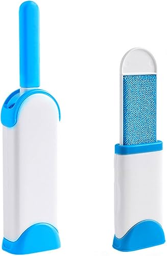 Paquete de 2 cepillos portátiles para quitar pelusas, removedor de pelusas y pelusas para perros y gatos, cepillo de doble cara con base