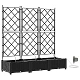 Geecher Vaso da Giardino 3 Pezzi, con Sistema di irrigazione Integrato, 120 x 40 x 126 cm, in Acciaio Nero, per terrazza e Giardino Esterno