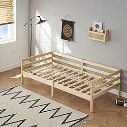 FetiNes Estructura de Sofá Cama de Madera Maciza de Pino Marcos de Camas Individual para Adultos, Adolescentes 90x190 cm, Bois
