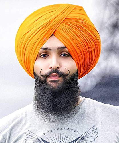 Turban sikh Kesri 6m en voile complet avec double couture haut de gamme