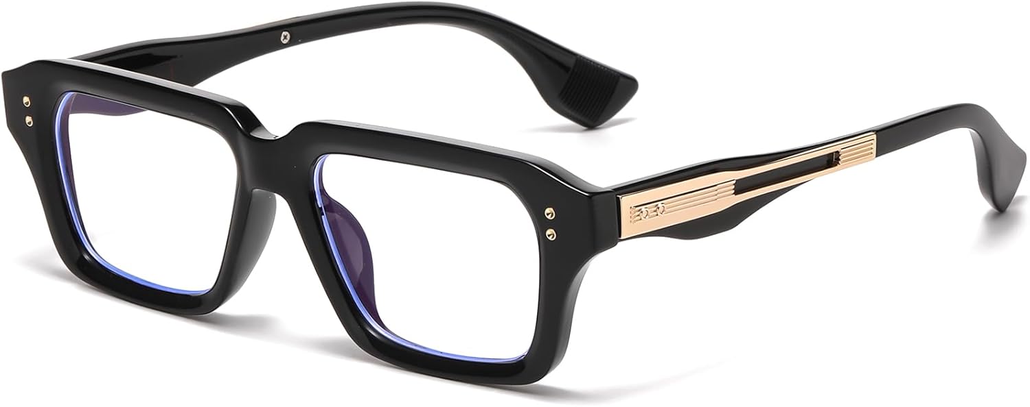 AIEYEZO Fashion Square Blue Light Glasses for Men Women Retro Thick Frame Blue Light Blocking Computer Glasses