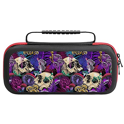 Carrying Case for Game Console,Portable Travel All Protective Hard Shell Pouch with 20 Games Cartridges for Game Storage Accessories Bright Magic Psychedelic Mushrooms Skulls