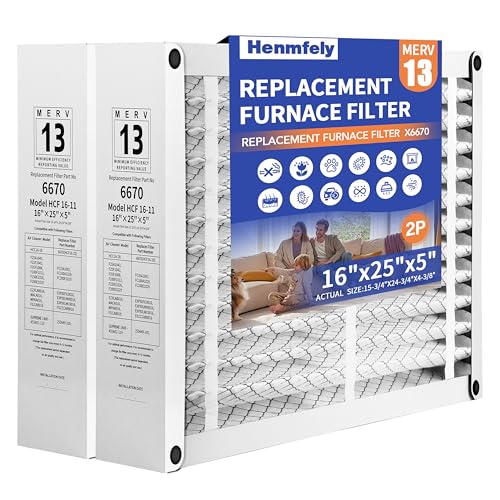 2 Pack 16x25x5 Furnace Filter Replacement Compatible with Lennox X6670 HCF16 MERV 13 Pleated HVAC Foldable Design Easy Installation