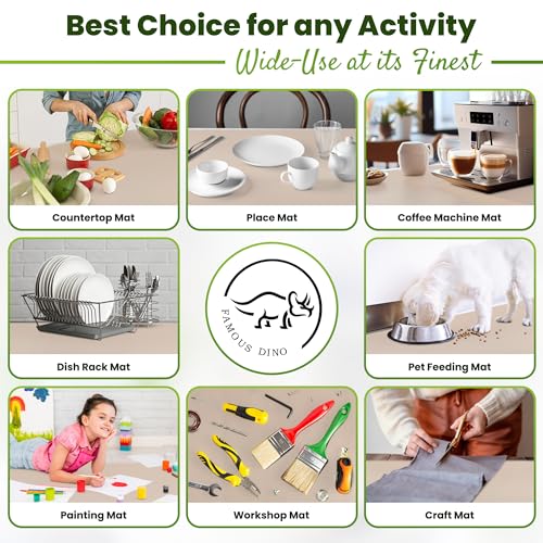 Image of Large Silicone Mat 28 inch x 20 inch Multipurpose Mat Thick Heat Resistant, Kitchen Counter Mat Waterproof - Coffee Machine, Glass Top Stove Cover Countertop Protector for Air Fryer, Baking mat (Beige)