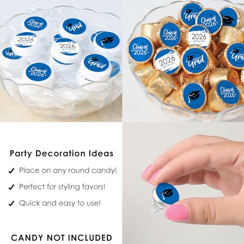 Big Dot of Happiness Blue Grad - Best is Yet to Come - 2026 Royal Blue Graduation Party Small Round Candy Stickers - Party Favor Labels - 324 Count