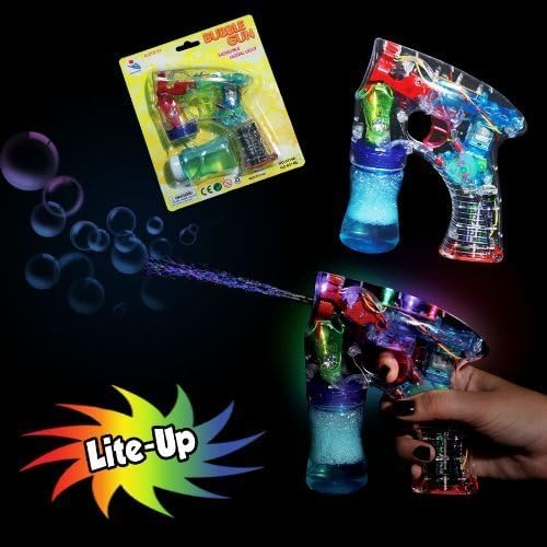 Rhode Island Novelty Light-Up LED Transparent Bubble Gun (Colors May Vary)