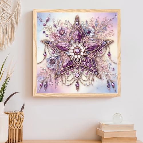 Image of Tontut Diamond Art Painting Kit, Purple Pentagram Adult 5D DIY Diamond Art Set for Gift Wall Decoration, Suitable for Office, or Home Wall Decoration