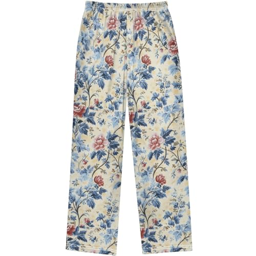 Pigsaly Boys Pajama Bottoms Boys' Pants Retro Vintage French Floral Long Bottoms Jogger Pants S2