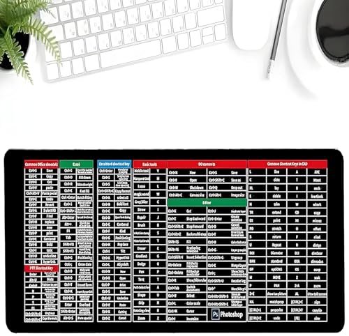 Image of KRESHU Anti-Slip Keyboard Pad | Keyboard Shortcuts Printed Super Large Mouse Keyboard Mat | Keyboard Shortcuts Office Software Printed | Thickened Lock Edge Pad for Desk PC Laptop Office (Pack of 1)