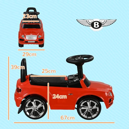 AIYAPLAY Bentley Bentayga Rutschauto, Rutscherfahrzeug mit Hupe und Musik, Kinderfahrzeug, Kinderauto mit Kippschutz für Kinder 1,5-3 Jahre Rot 67 x 29 x 39 cm – Bild 6