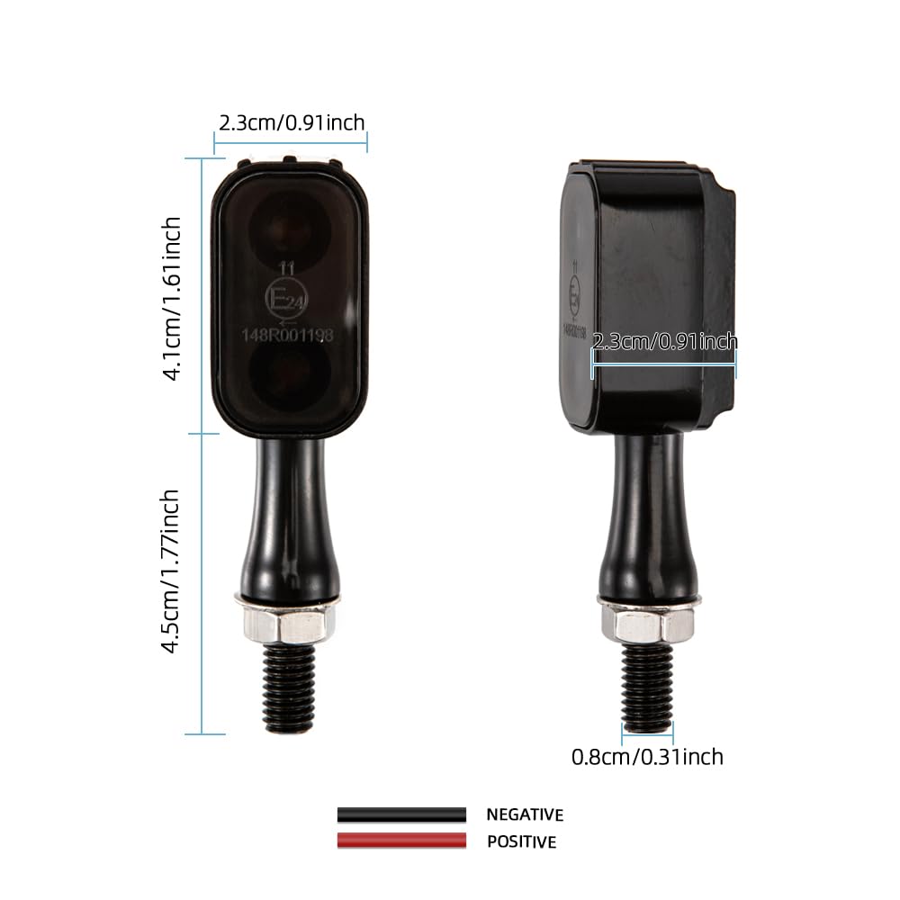 Universale Frecce Moto LED Omologate E24 Mini frecce Led Moto (Negro)