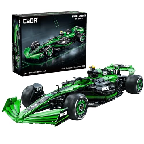 CaDA C64010W C44 Kick Sauber & Pirelli Official Licensed 1:8 Scale F1 Racing Car Building Blocks Set...