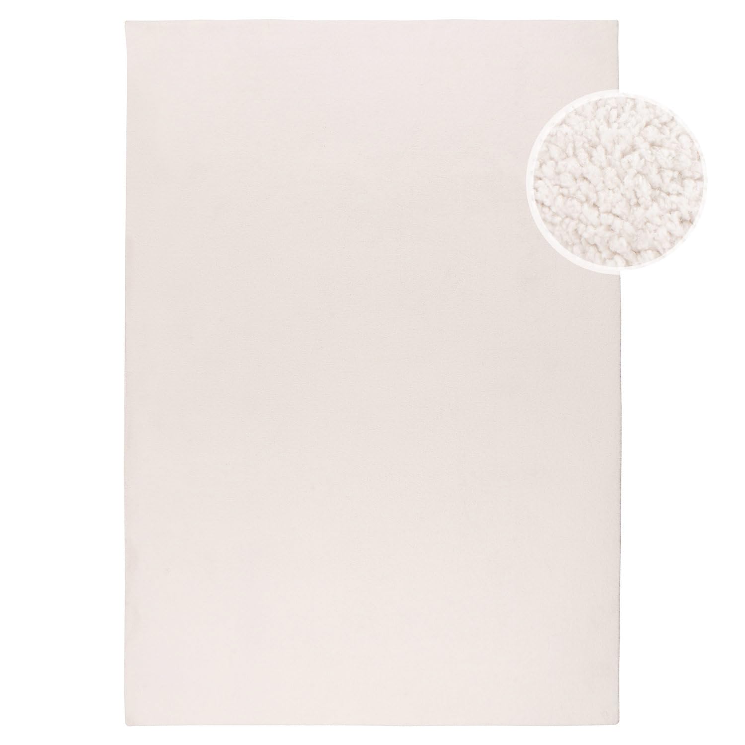 carpet city Tapis lavable uni à poils courts - 200x280 cm en crème - Texture douce et soft-touch - Antidérapant et facile d'entretien - Tapis pour salon, chambre à coucher et couloir