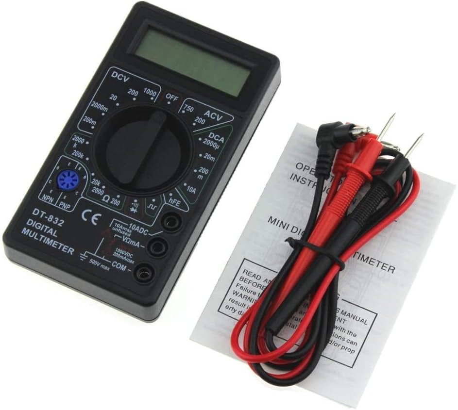 Professional DT832 Digital Multimeter Current Ammeter Ohm Tester Multiple Meter Multifunctional Portable LCD DC AC Voltmeter Voltage Meter