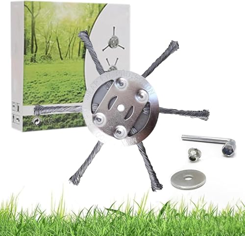 2026 NEW 6 Inch Steel Wire Grass Trimmer Head Steel Wire Weed Trimmer Head with Screw Kit(6 Blades + Nut Kits)