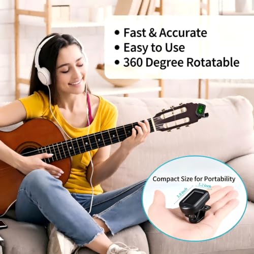 Image of Guitar Tuner Clip on Ukulele Tuner-for Acoustic Electric Bass Ukulele Violin Tuner